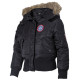 Veste polaire US, enfants, N2B, noir, capuche avec fourrure - Surplus militaire