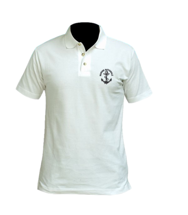 Polo blanc mc imprime marine nationale
