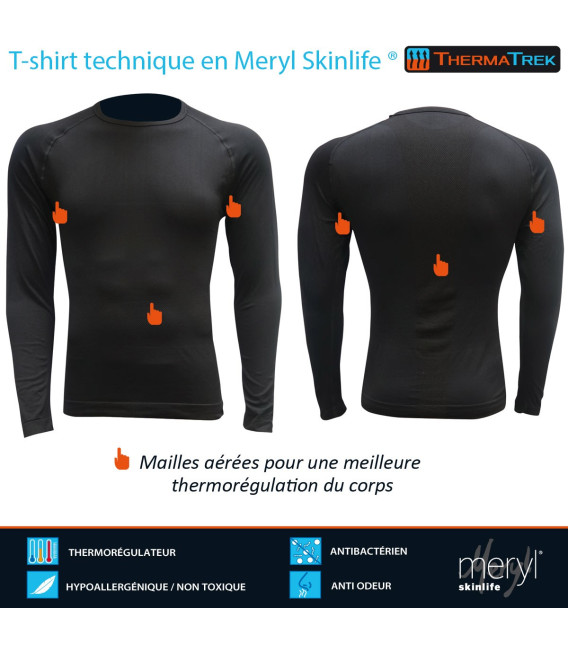 SIX2 Maillot Encolure dégagée Manches Longues -TS2, Dark Blue