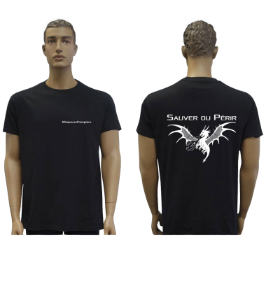 T-shirt noir imprimé pompier : modele 12