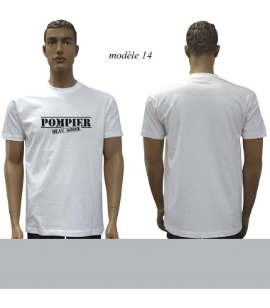 T-shirt blanc imprime pompiers : modele 14