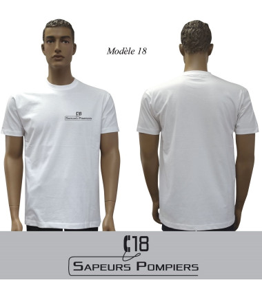 T-shirt blanc imprime pompiers : modele 18
