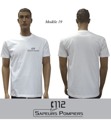 T-shirt blanc imprime pompiers : modele 19