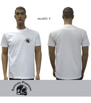 T-shirt blanc imprime pompiers : modele 4