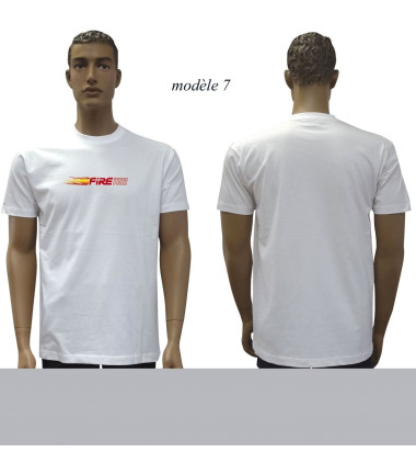 T-shirt blanc imprime pompiers : modele 7