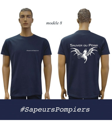 T-shirt marine imprime pompiers : modele 8