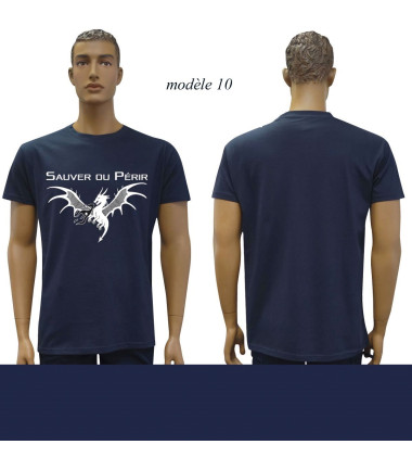 T-shirt marine imprime pompiers : modele 10