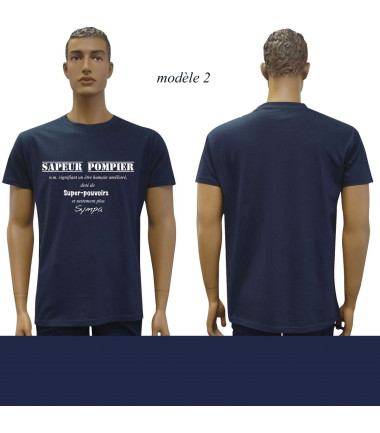 T-shirt marine imprime pompiers : modele 2