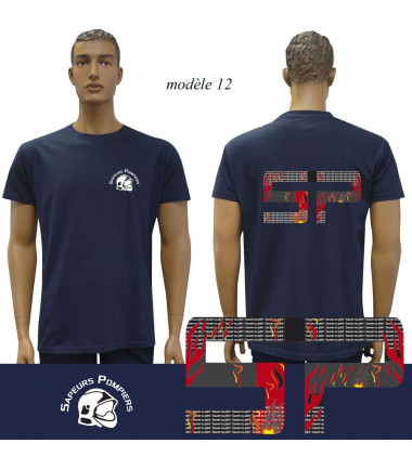 T-shirt marine imprime pompiers : modele 12