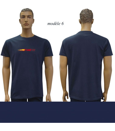 T-shirt marine imprime pompiers : modele 6