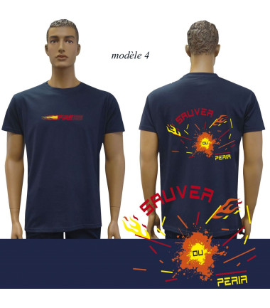 T-shirt marine imprime pompiers : modele 4