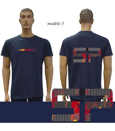 T-shirt marine imprime pompiers : modele 5