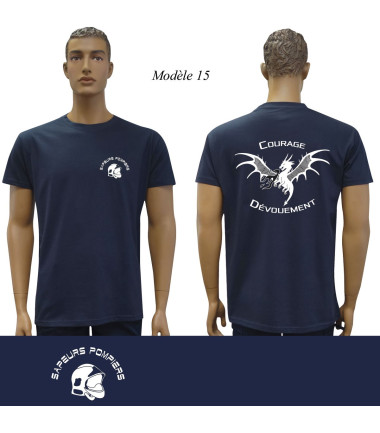T-shirt marine imprime pompiers : modele 15