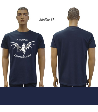 T-shirt marine imprime pompiers : modele 17