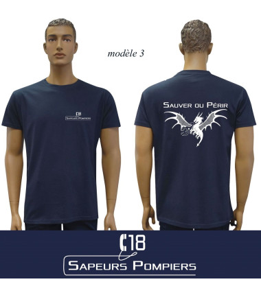 T-shirt marine imprime pompiers : modele 3