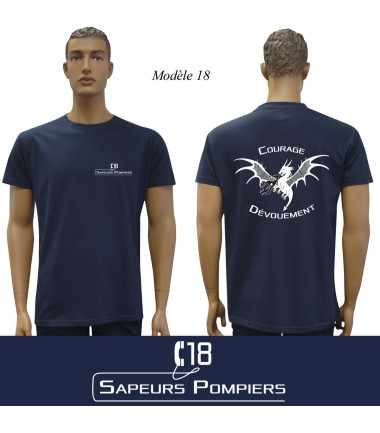 T-shirt marine imprime pompiers : modele 18