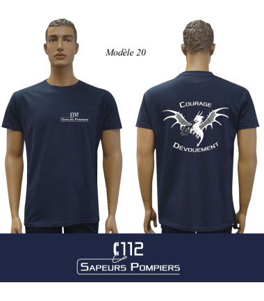 T-shirt marine imprime pompiers : modele 20