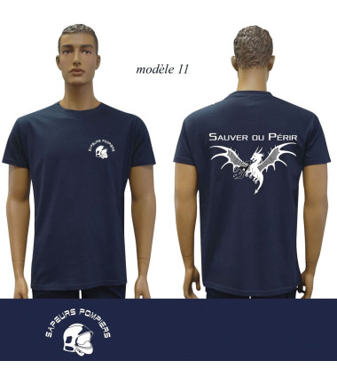 T-shirt marine imprime pompiers : modele 11