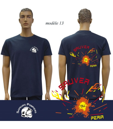 T-shirt marine imprime pompiers : modele 13