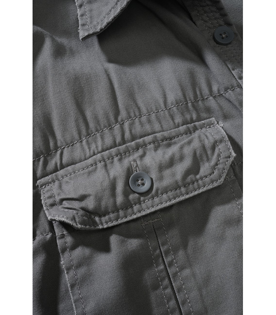 Chemise Manches Longues Brandit - Style Vintage Délavé - 100% Coton - Poches Poitrine Et épaulettes - Col Classique