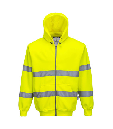 Sweat zip hivis à capuche de travail Jaune Portwest