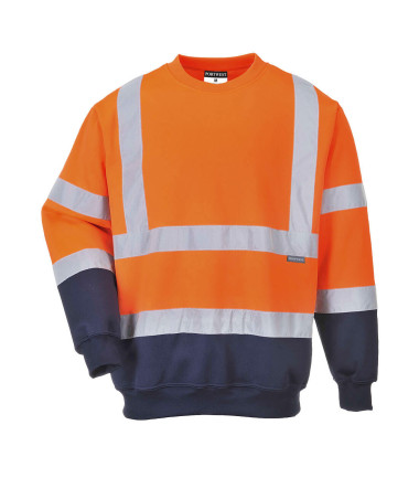 Sweatshirt bicolore hivis de travail Orange/Bleu Portwest