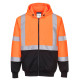 Sweat hi-vis bicolore zippé à capuche de travail Orange/Noir Portwest