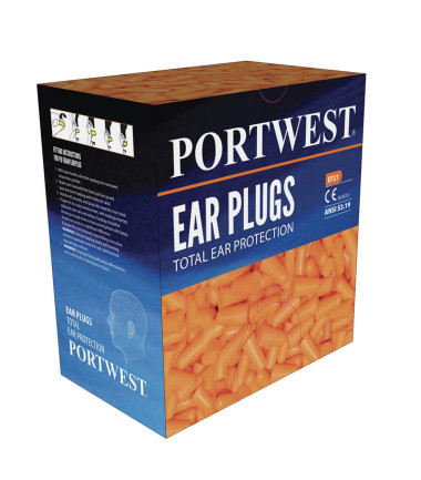 Recharge pour distributeur de bouchons mousse (500 paires) de travail Orange Portwest