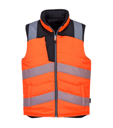 Bodywarmer réversible haute visibilité pw3 de travail Orange/Noir Portwest