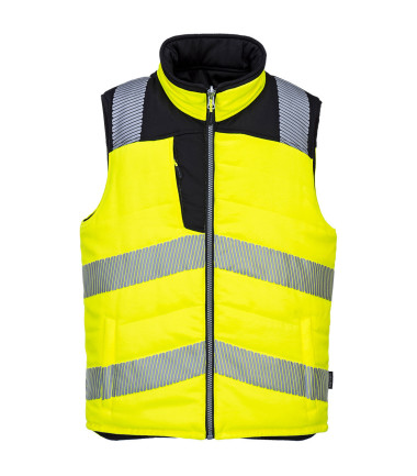 Bodywarmer réversible haute visibilité pw3 de travail Jaune/Noir Portwest