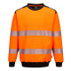 Sweat à col rond pw3 haute-visibilité de travail Orange/Noir Portwest
