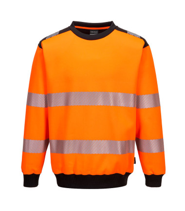 Sweat à col rond pw3 haute-visibilité de travail Orange/Noir Portwest