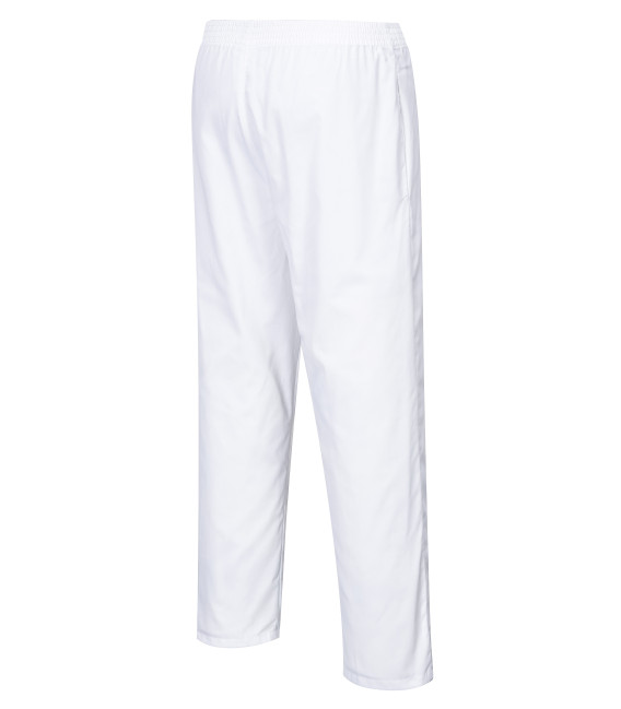 Pantalon De Chef Bromley 100% Coton - Taille Élastique Avec Cordon - Blanc/Noir - Taille XS