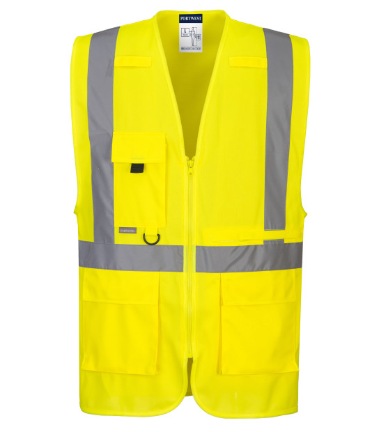 Gilet Haute Visibilité Portwest Sans Manches - Norme CE, Orange, Pour Sécurité Sur Chantier Ou Route - 8