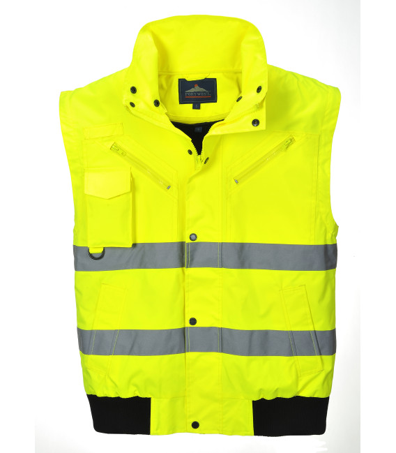 Veste De Sécurité Polaire URG - Jaune, Bandes Réfléchissantes - Pour Travail Extérieur