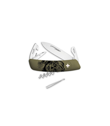Couteau suisses D03, Girls Skull Swiza Vert - Kaki - Olive