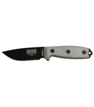 Couteau fixe ESEE-3 - Noir - Lame Mixte ESEE Noir