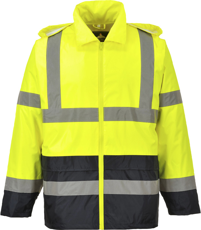 Veste De Pluie Haute Visibilité Portwest Jaune/Noir - Taille M - Norme EN ISO 20471 Classe 3 - Imperméable, Respirante