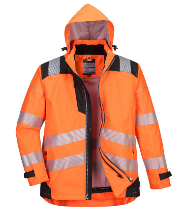 Blouson pw3 3-en-1 haute visibilité de travail Orange/Noir Portwest