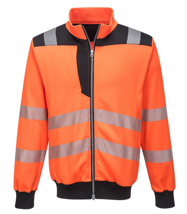 Pw3 hi-vis sweatshirt zippé de travail Orange/Noir Portwest