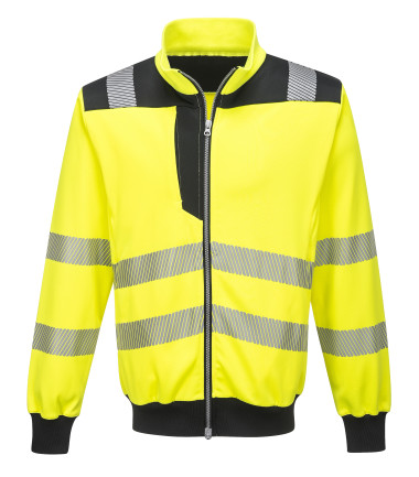 Pw3 hi-vis sweatshirt zippé de travail Jaune/Noir Portwest