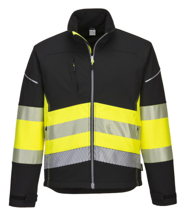 Veste softshell pw3 haute visibilité classe 1 de travail Noir/jaune Portwest