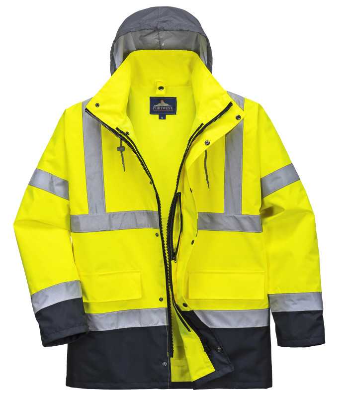 Parka Bicolore Portwest Traffic Jaune/Gris - Imperméable, Chauffant Et Haute Visibilité, Taille XXXL - 4