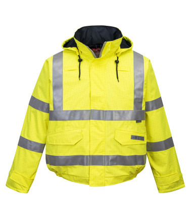 Blouson pilote hv pluie bizflame antistatique et flamme retardant de travail Jaune Portwest