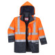 Parka hv bizflame rain multi-risques de travail Orange/Bleu Portwest