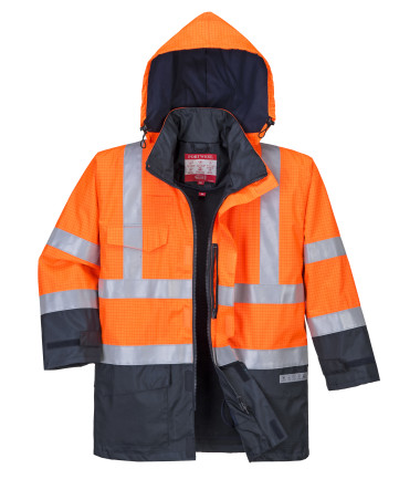 Parka hv bizflame rain multi-risques de travail Orange/Bleu Portwest
