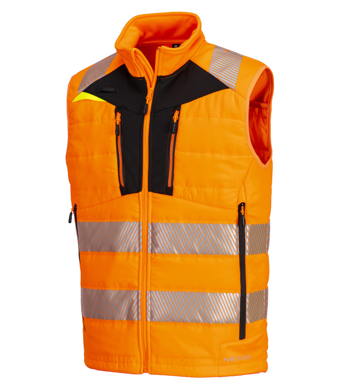 Gilet De Sécurité Pilote - Orange Haute Visibilité - Norme EN ISO 20471 - Velcro Et Bandes Réfléchissantes