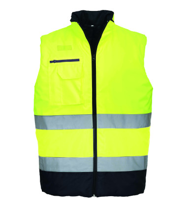 Gilet bodywarmer haute-visibilité bicolore de travail Jaune/Bleu Portwest