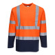 T-shirt coton comfort bicolore manches longues de travail Orange/Bleu Portwest