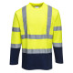 T-shirt coton comfort bicolore manches longues de travail Jaune/Bleu Portwest